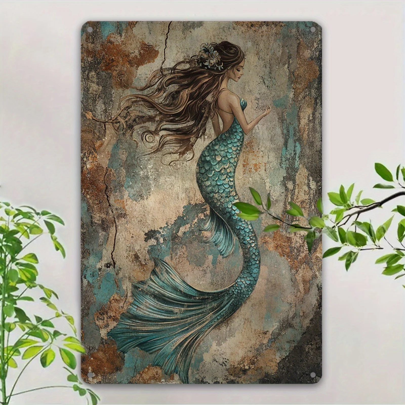 Vintage Metal Room Decor Sign, Charming Mermaid, Home Iron Art Sign, 7.8x11.8 Inches/20x30cm - Wall Art Sign, Unique Holiday Par