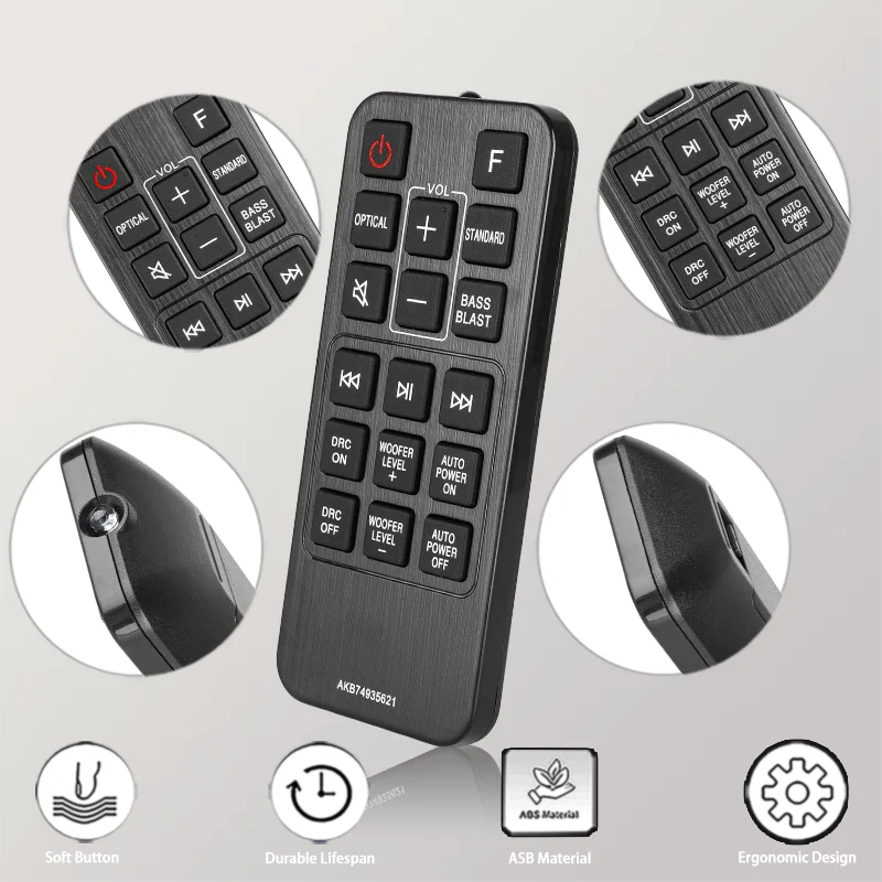 อาเคบี 74935621   โคฟ 33552424   สําหรับ LG การเปลี่ยนรีโมทคอนโทรลสําหรับ LG Soundbar SJ2 SPJ2BW SPJ2B-W SJ2.AEUSLLK SJ2.DEUSLLK