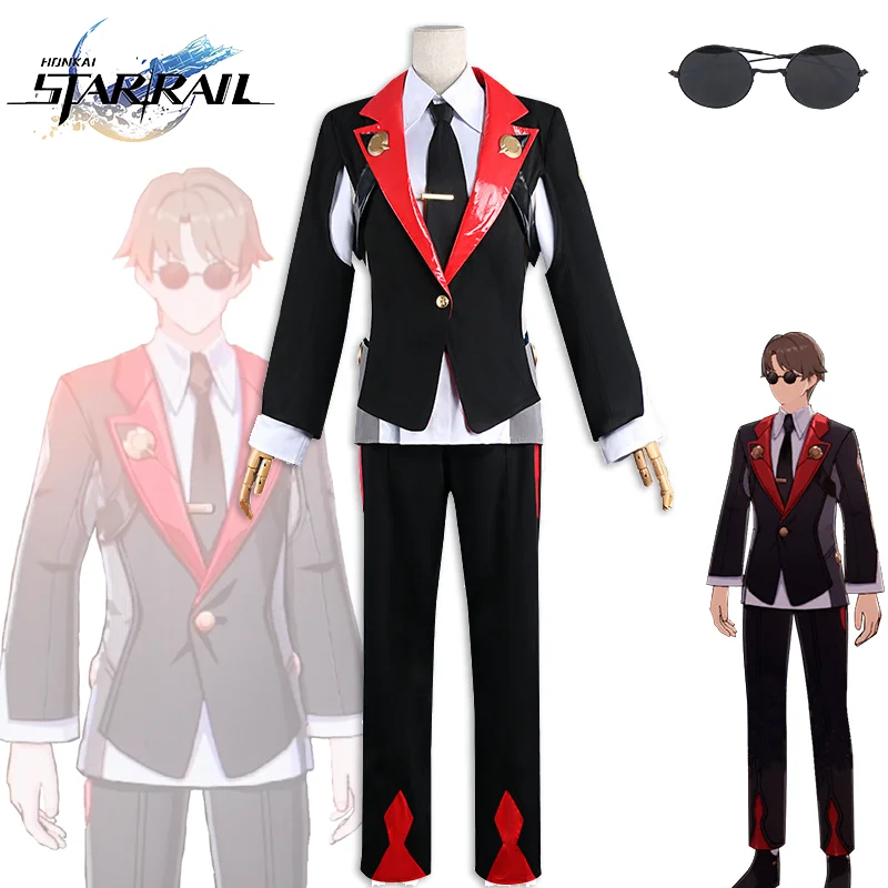 

Honkai: Star Rail Lyndon Scott Adult Cosplay Costume Coat Jacket Tie Pants Sunglasses Uniform Suit Accessory Halloween Outfits