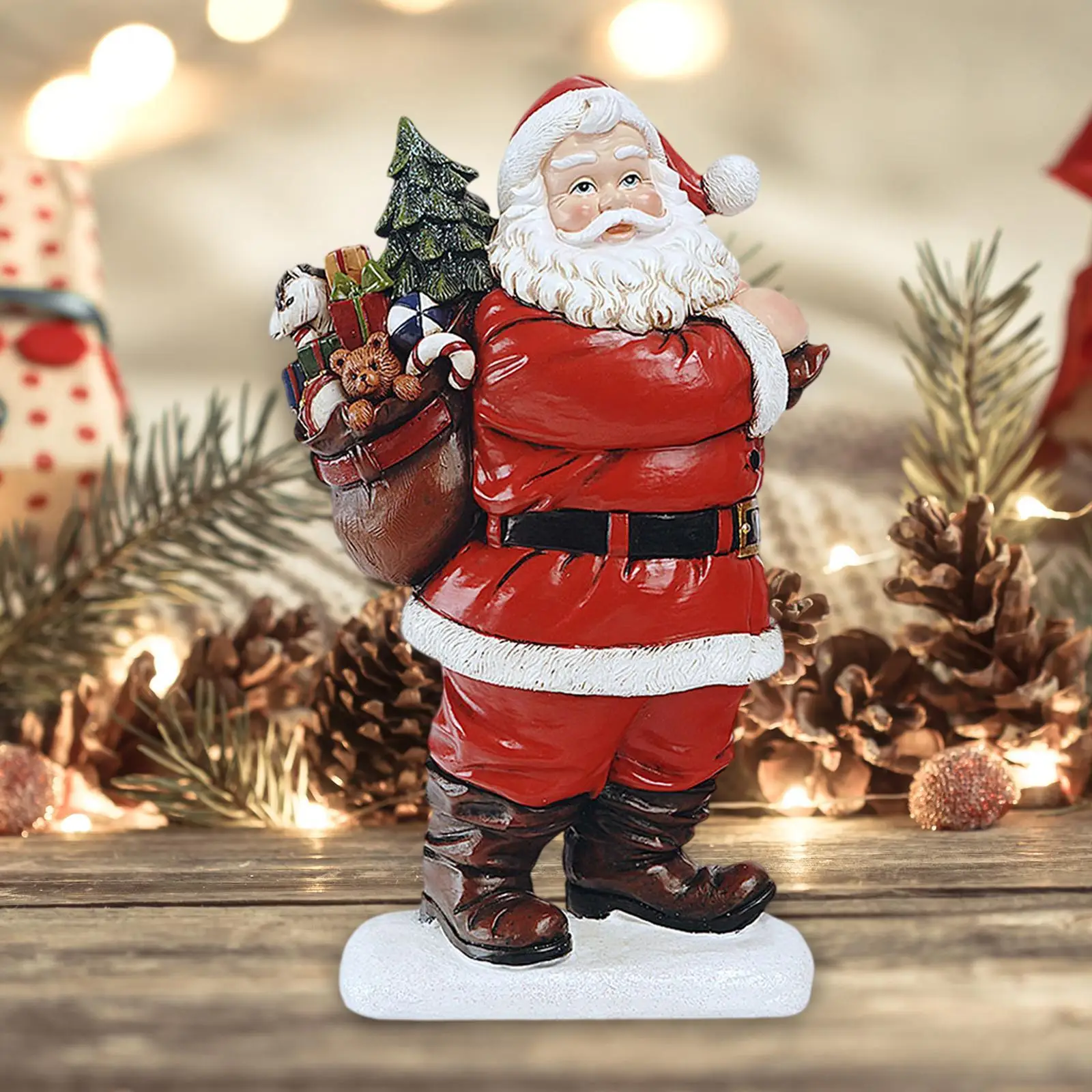 

Resin Sculpture Gift for Home Decor Santa Claus Figurine Christmas Statue for Office Table Centerpieces Fireplace Indoor Hallway