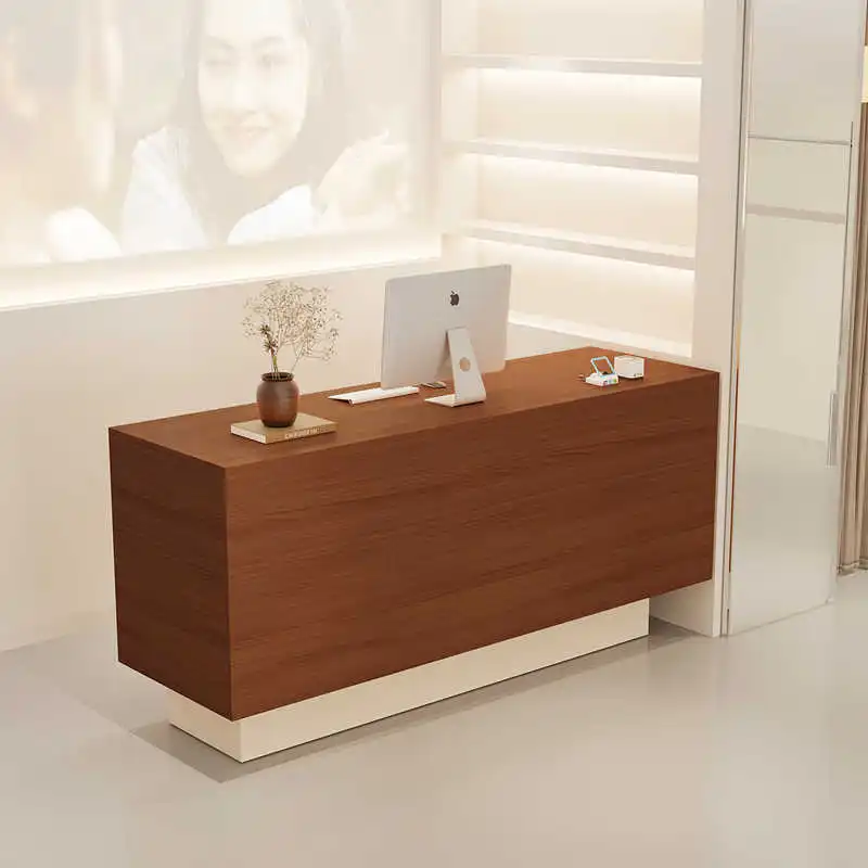 High-End Surface Commercial Reception Desk Checkout Industrial Minimalist Lacquered White