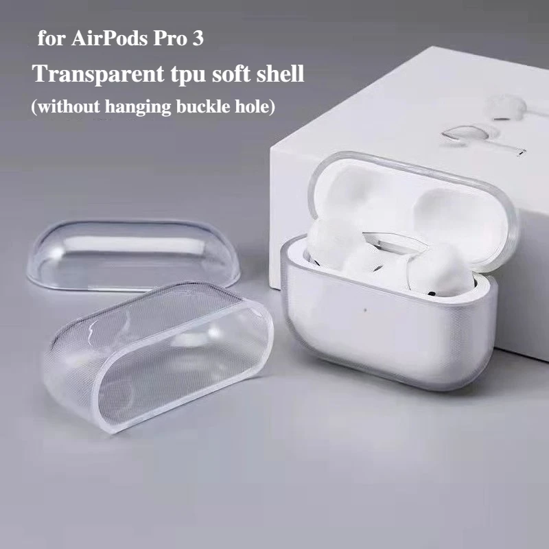 For Airpods Pro 3 2nd Generation Air Pods 4 2024 Gen Case Accessories Clear Soft TPU Earphone Cover with Lanyard Strap