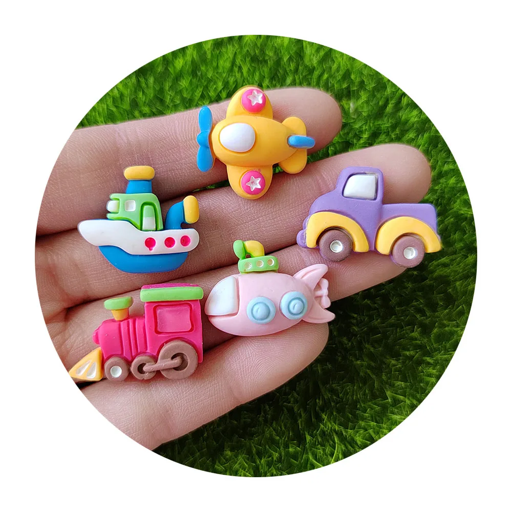 Cute Mini Traffic Series Ship Train Plane Flat Back Resin Cabochons Scrapbooking DIY Jewelry Craft Decoration Accessories