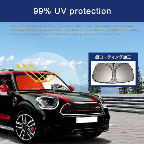 Bilens framruta solskyddsskydd UV-reflektor för Mini Cooper One R50 R53 R56 R60 F55 F56 R58 R59 vindrutesolskydd 10 best sales mini-r58 - №10