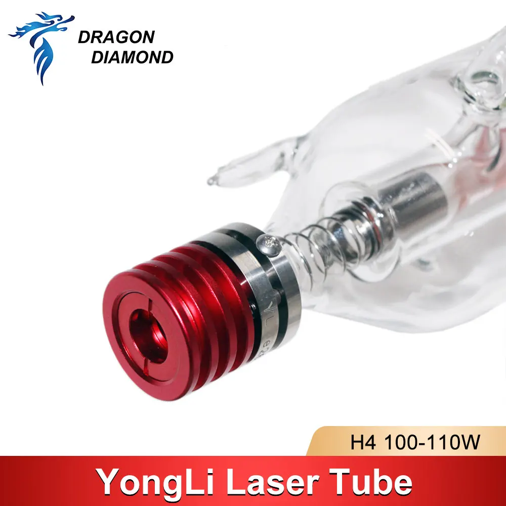 DRAGO DIAMANTE Yongli H4 100W CO2 Tubo Del Laser di Vetro Tubo di Testa di Metallo 1450 millimetri di Lunghezza Per CO2 Incisione Laser macchina di