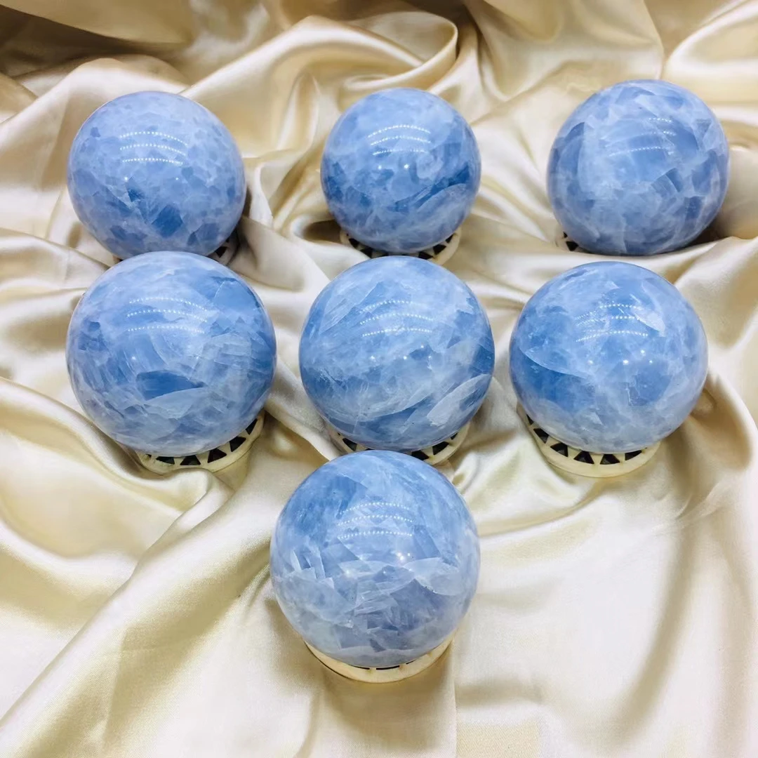 90mm Natural Aquamarine Crystal Sphere Beautiful Kyanite Quartz Stone Ball 1pcs