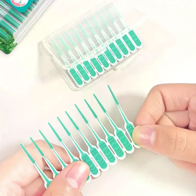 100Pcs Interdental Silicone Brushes Dental Toothpicks Brush Between Teeth Silicone Toothpicks With Thread Oral Cleaning Tool