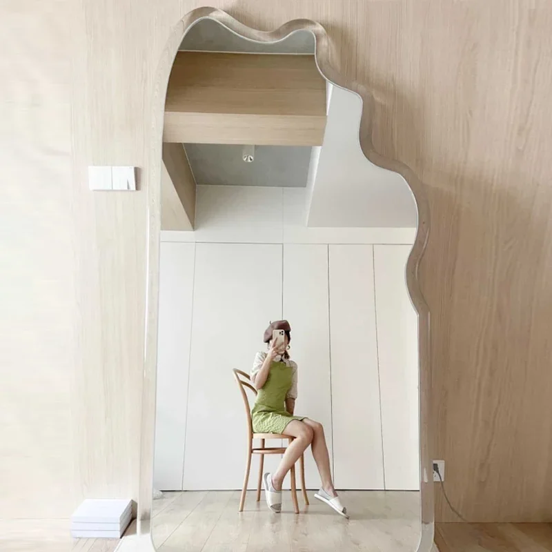 

-+-Dressing Abnormity Mirror Modern Aesthetic European Korean Style Mirror Design Minimalist Asymmetrical Espelhos Home Decorati