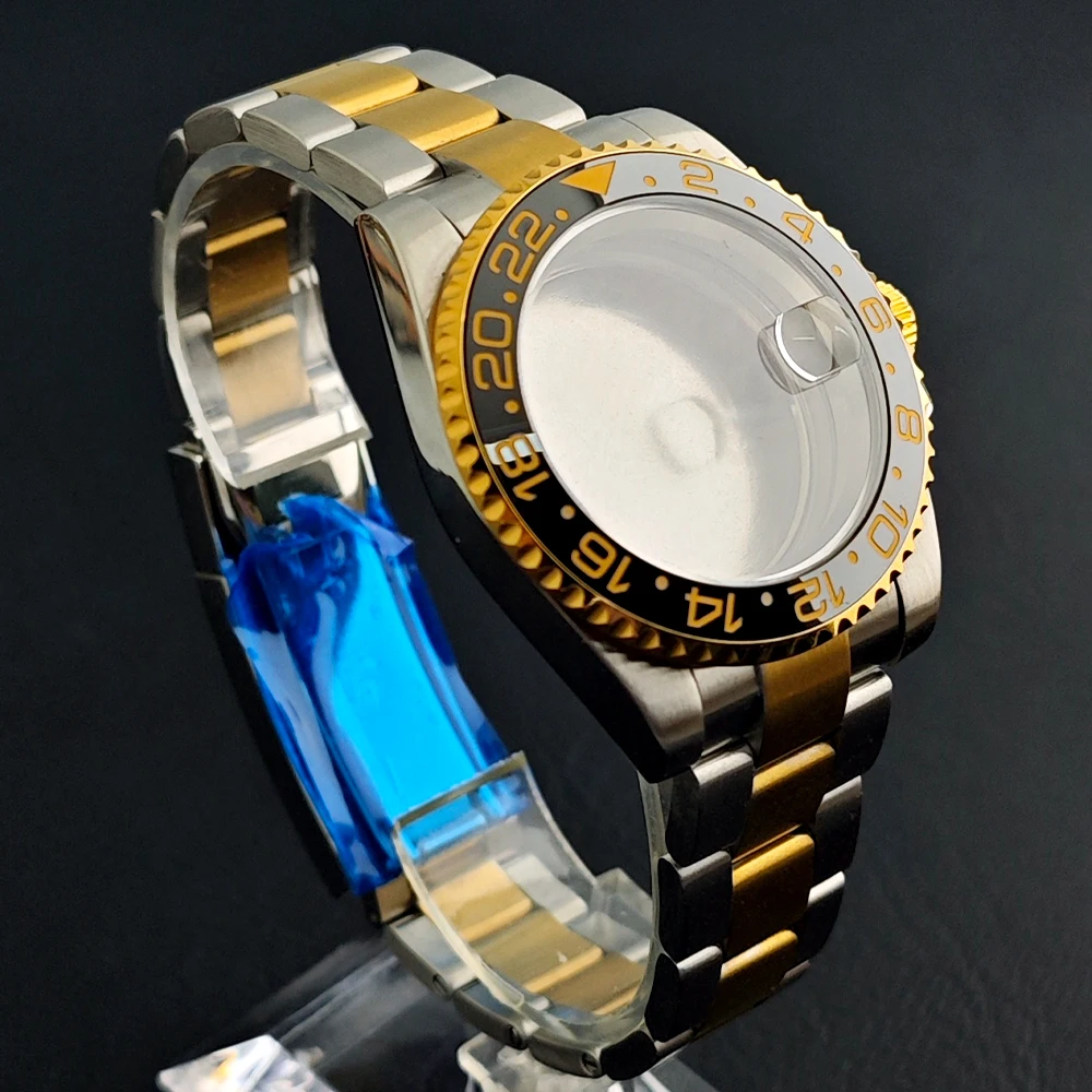 40.5mm Case Steel Watch Box Silvery Gold Rose gold Case Fit NH35 NH36 Movement/Hands/Dail Accessories Sapphire Glass 22mm Band