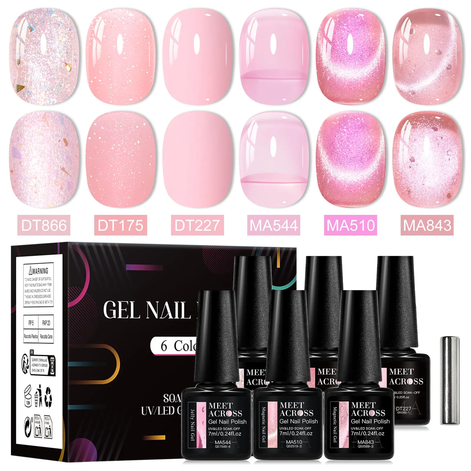 

7pcs Gel Nail Polish Set Nude Pink Glitter Cat Magnetic Gel Polish Semi Permanent Soak off UV LED Gel Varnish Nail Supplies DIY