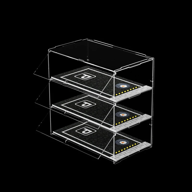 1-5 Layers Transparent Acrylic Display Cabinet with Door, Display Case with Parking Space for 1/24/32 Hot Wheels and Car Model