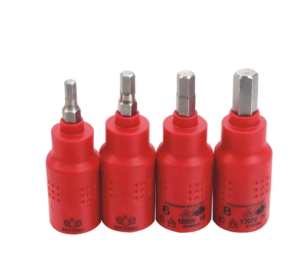 

BESTIR tool 10mm 3/8"dr VDE 1000V insulated hex bit socket wrench S2 alloy steel H4x76mm H5x76mm H6x76mm H8X76mm car tool