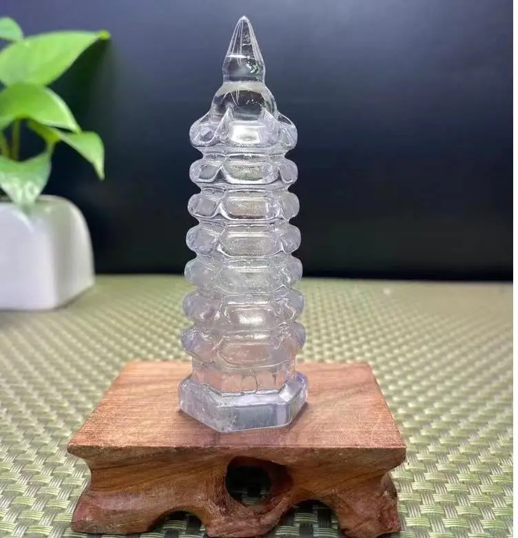 

14cm Natural crystal Wenchang tower decoration nine tower home decoration