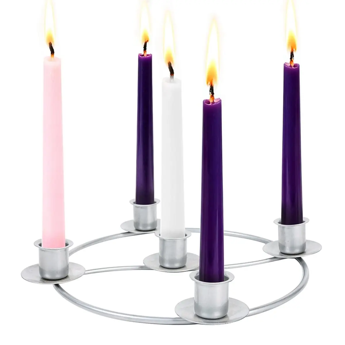 Christmas Candle Rings for Tapered Candles, Advent Wreath 5 Candle Holder for Christmas Festival Home Party Church Decor