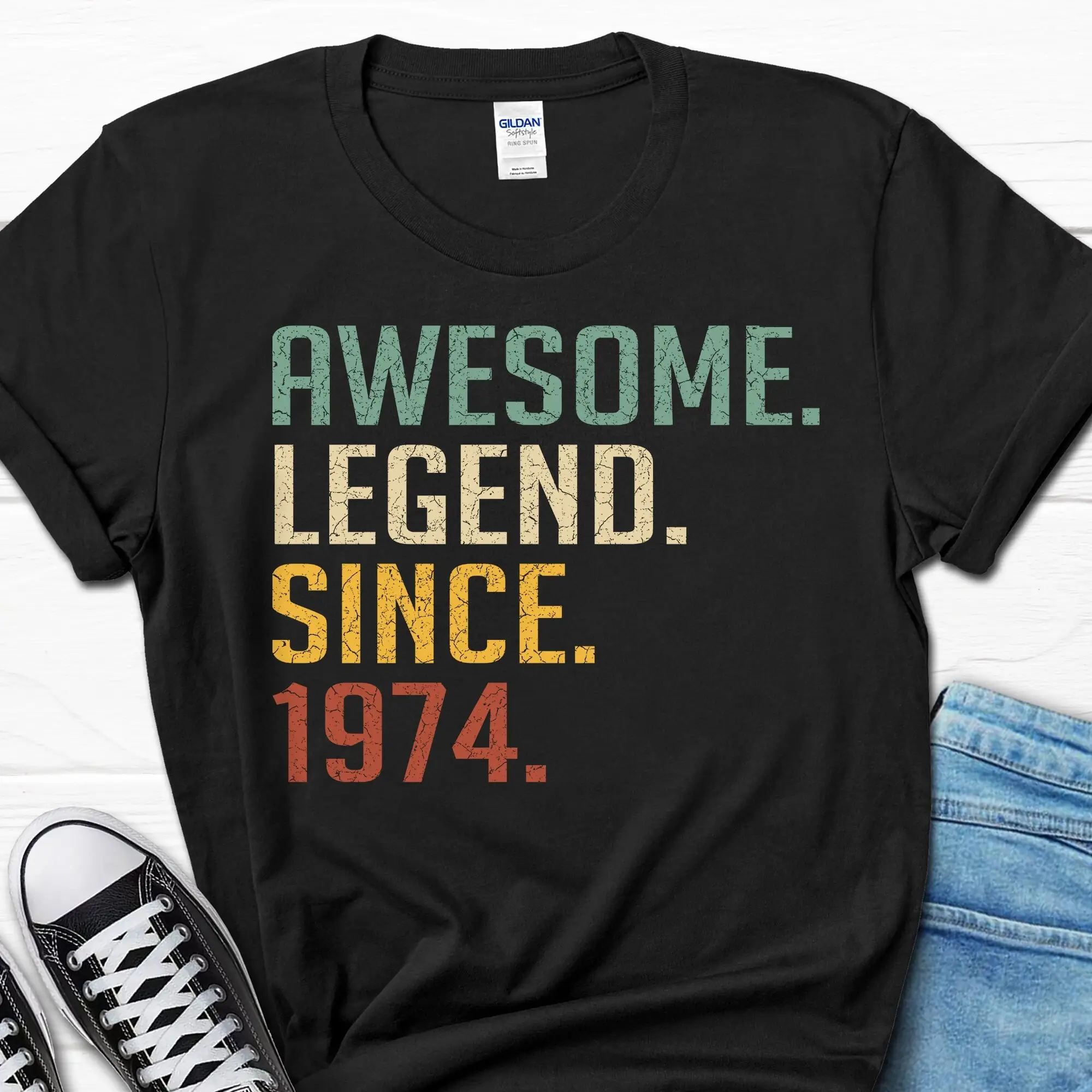 50th Birthday Men's Legend Since 1974 T Shirt for him Bday 50 B day s Turning