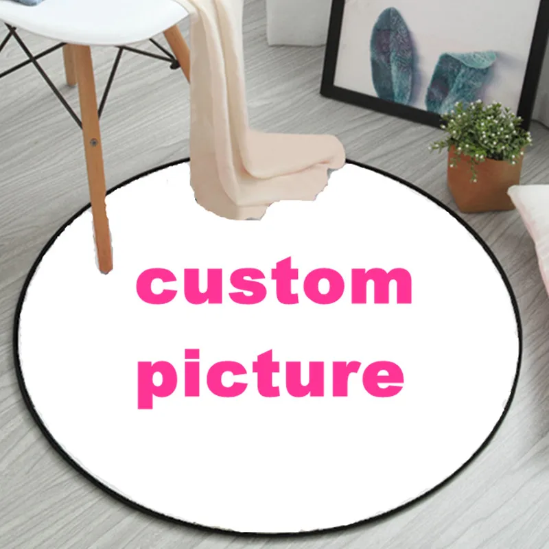 Custom Picture Round Carpets Customization Design Coral Velvet Floor Mat For Living Room Anti Slip Soft Area Rugs Home Decor POD