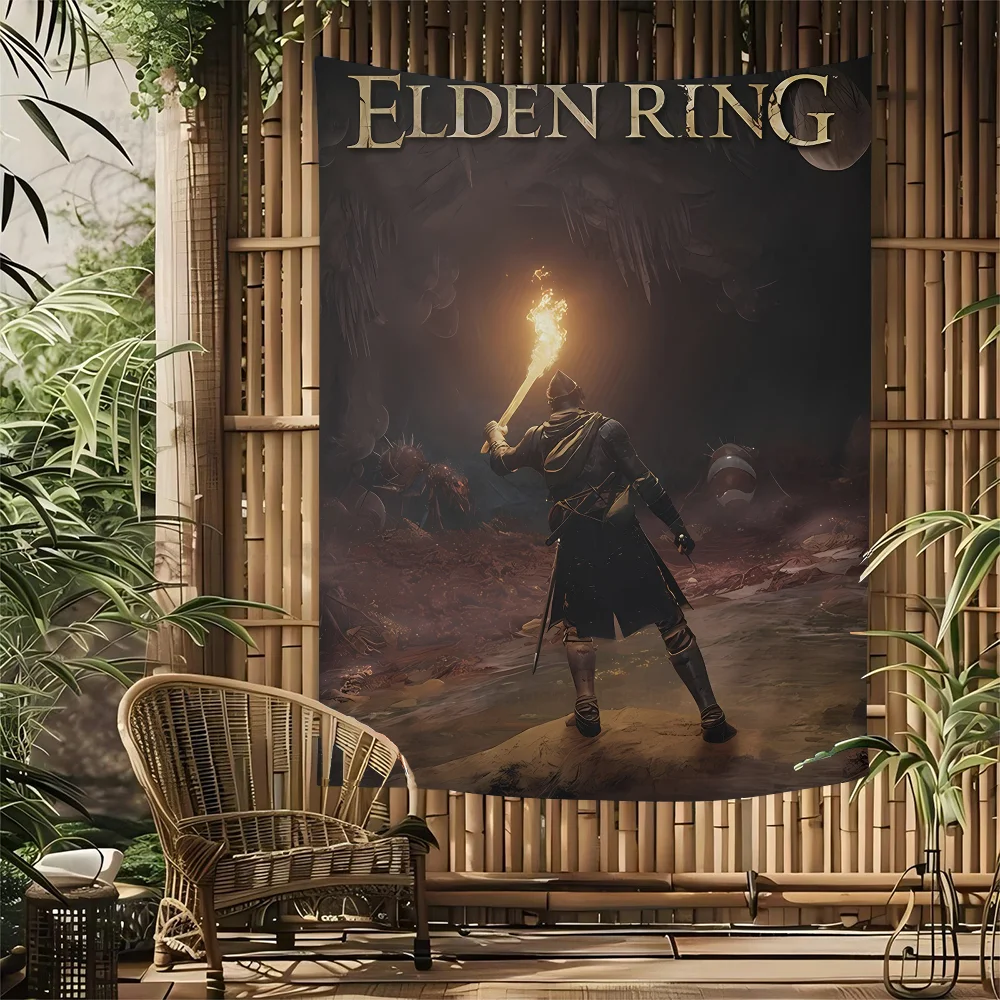 E-elden R-ring Anime Tapestry Indian Buddha Wall Decoration Witchcraft Bohemian Hippie Wall Hanging Sheets