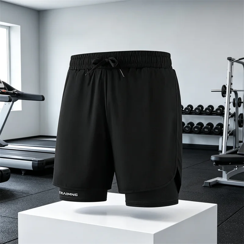 NEW Summer Men's Quick Dry running shorts Fitness Sports double-deck Shorts Comfortable Breathable Loose 2-in-1 men's sweatpants