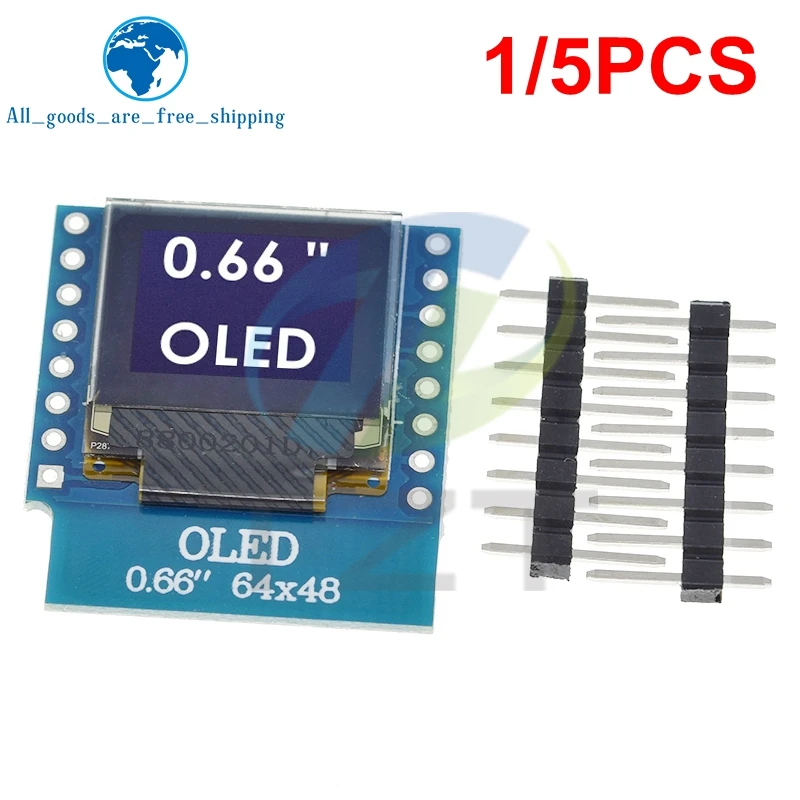 

1/5PCS 0.66 inch OLED Display Module for WEMOS D1 MINI ESP32 Module Arduino AVR STM32 64x48 0.66" LCD Screen IIC I2C OLED