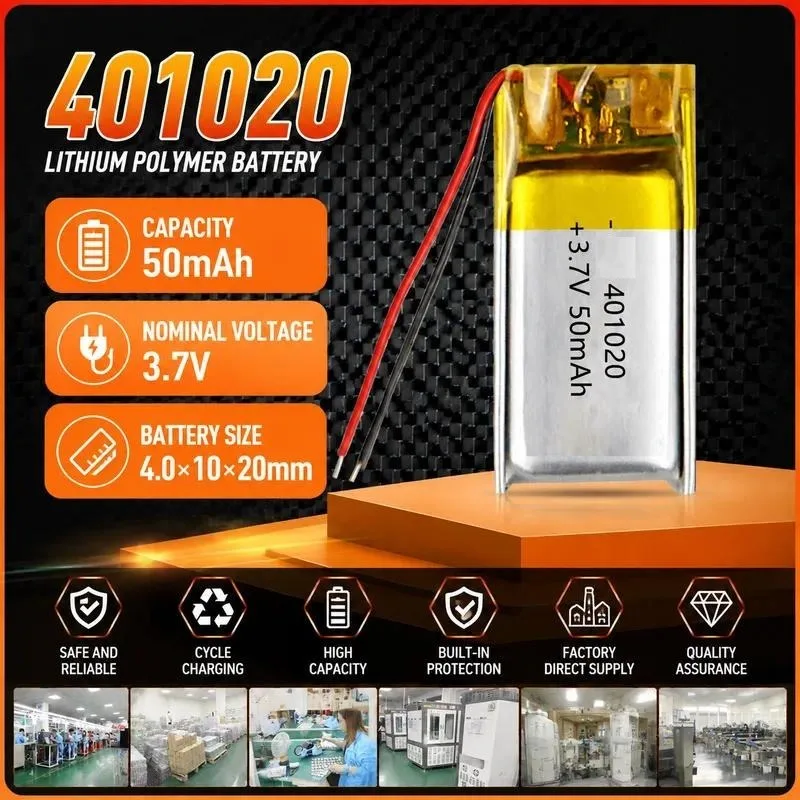 401020 polymer lithium battery 55mAh laser sensor head anti-lost device 60mAh earphone battery 3.7V