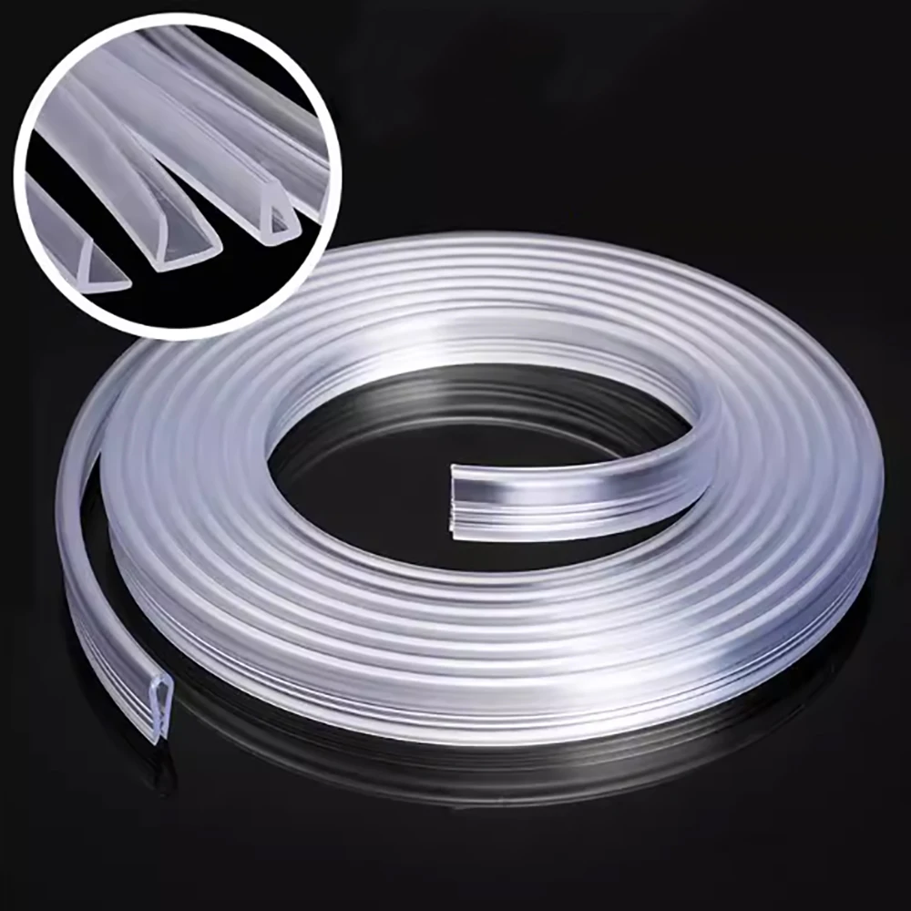 1/5 Meters Sealing Strip Resin Transparent U-Shaped Sealing Soft Strip Door and Window Shower Glass Edge Sealing Protection