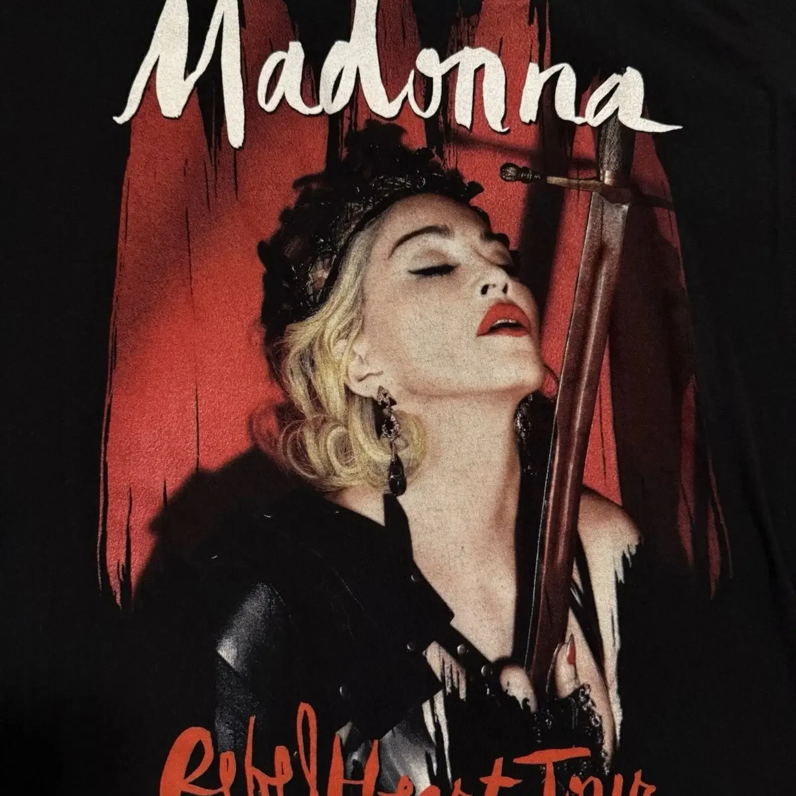 Camiseta Madonna Rebel Heart Tour Grande Vintage Lavada Versátil Streetwear Confortável Gráfica Casual Respirável Macia