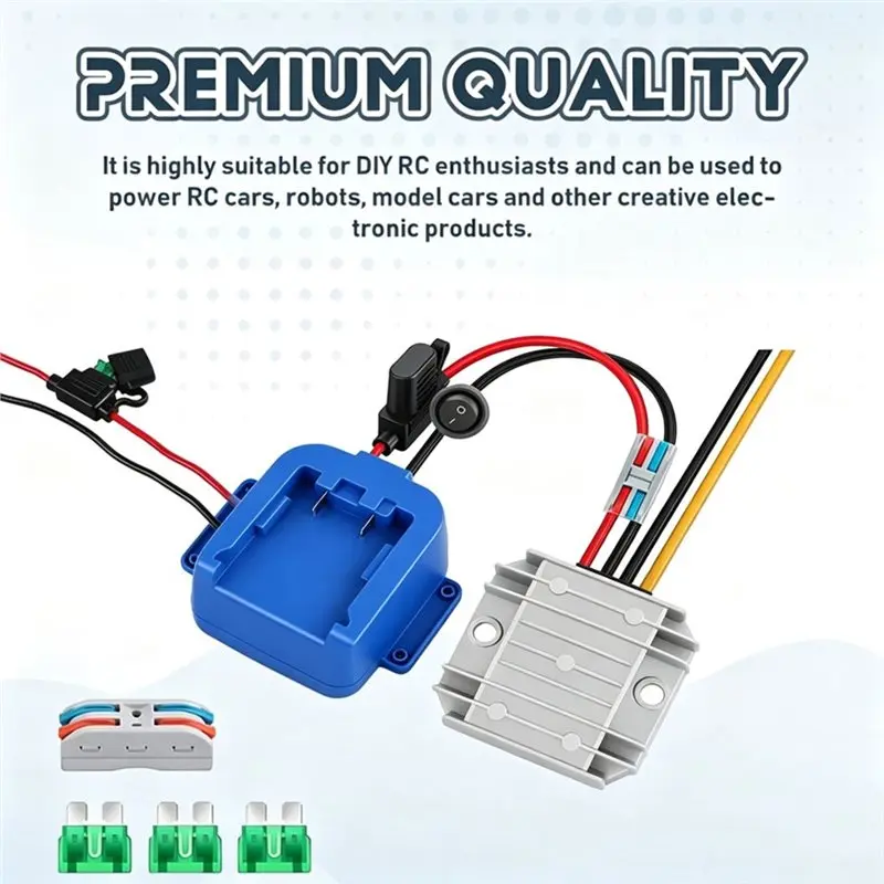 B03B-For Rc Car Truck For Kobalt 24V Lithium Battery 24V-12V Battery Converter Adapter With Fuse Switch Power Wheel