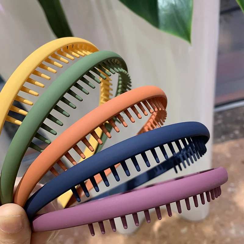 AISHG Frosted Bezel Hair Bands Women Colorful Solid Color Non-slip Thin Edge Headband Hoop Teeth Hairband Girl Hair Accessories
