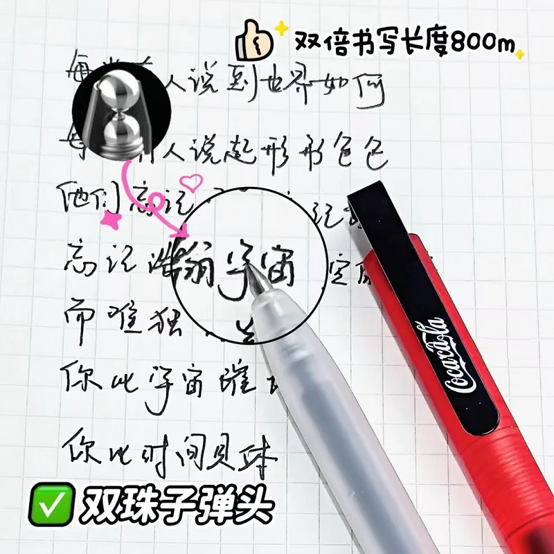 KACO Coca-Cola Co-Branding قابل للسحب هلام القلم شفاف متجمد برميل مشبك معدني التجفيف السريع السلس الكتابة توقيع الأقلام