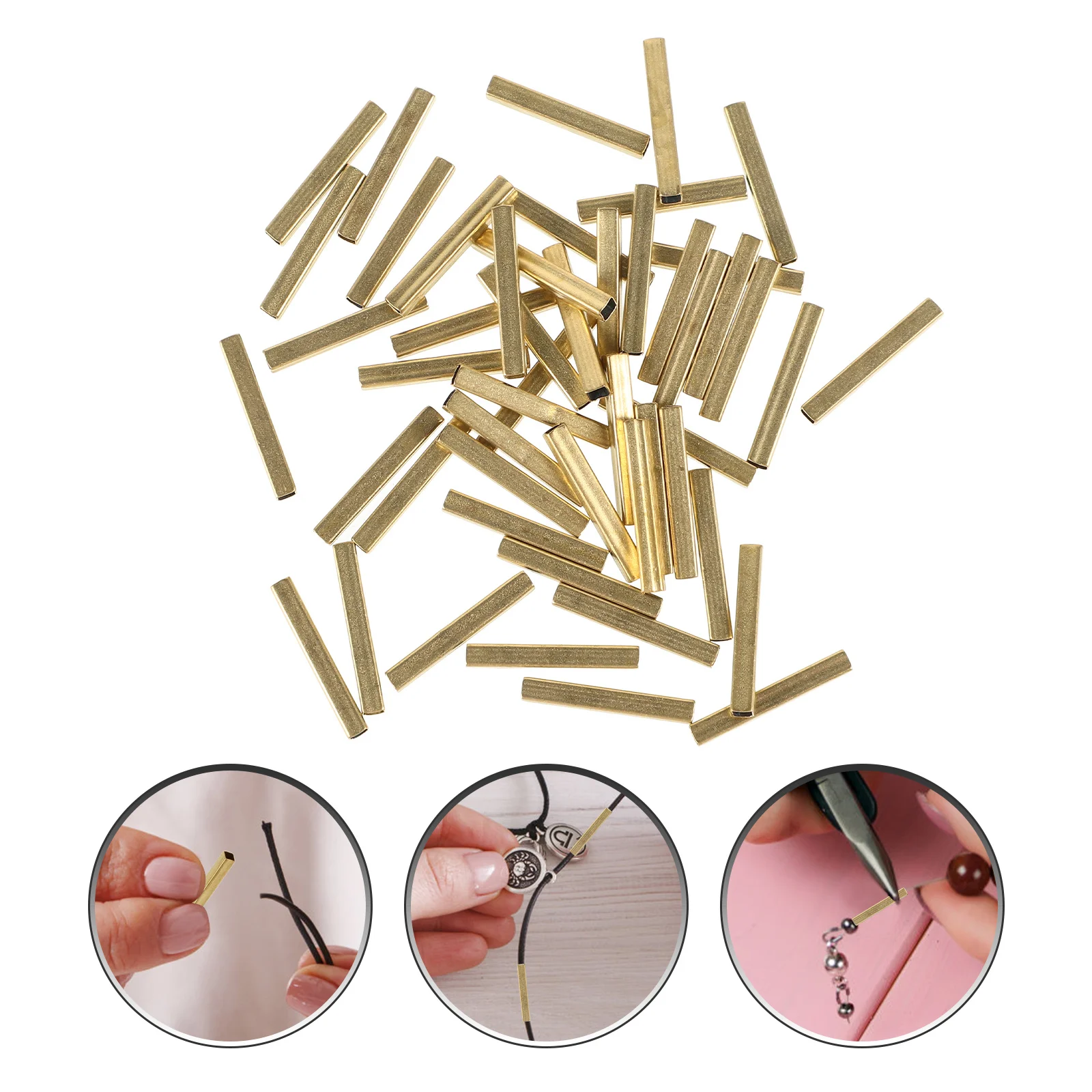 

50Pcs Hollow Square Brass Tube Metal Tubing DIY Jewelry Making Accessories Supplies Brass Square Tube Tubes for Jewelry Making