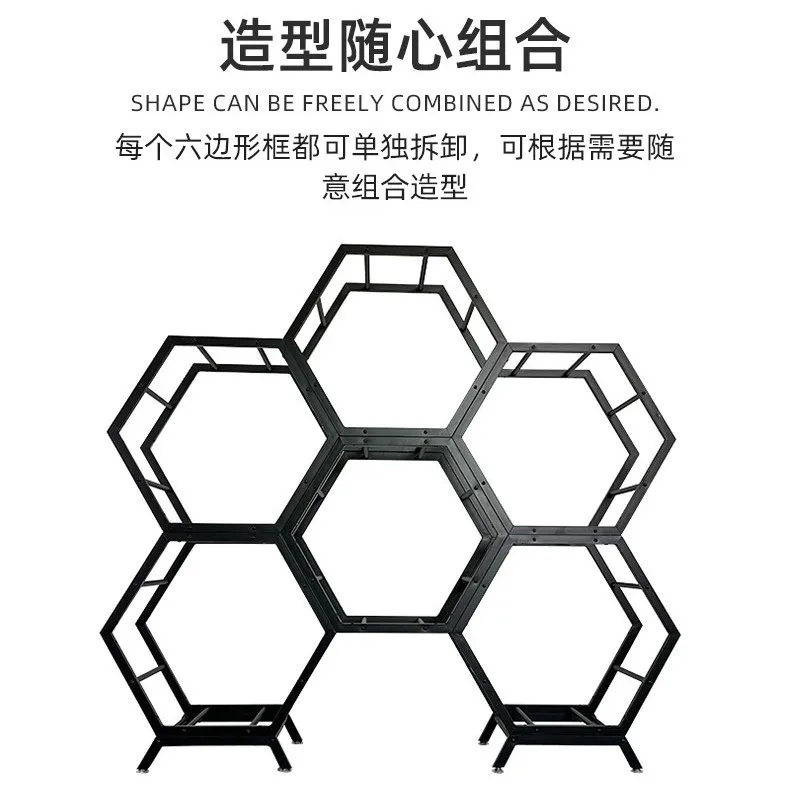 Hexagonal automobile wheel display rack 4S modification shop showcase steel ring sample rack can be disassembled