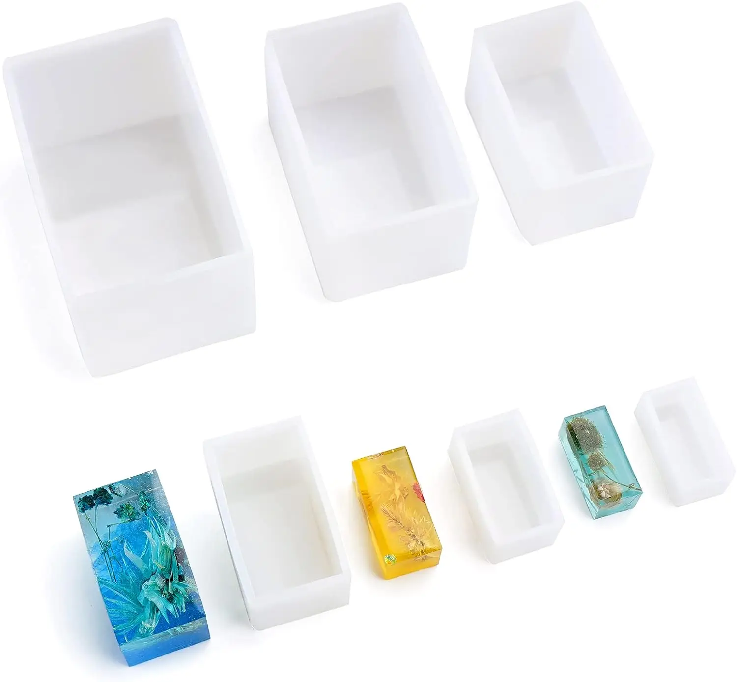 

Rectangle Resin Molds 6PCS Cube Silicone Molds for Epoxy Casting, Candle Soap Making, DIY Crafts with Dried Flower Leaf Insect