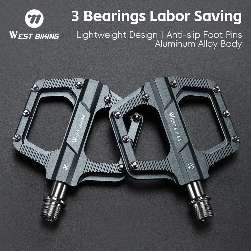 

Велосипедные педали WEST BIKING с 3 подшипниками из алюминиевого сплава, педали для шоссейного велосипеда MTB, противоскользящие сверхлегкие герметичные подшипники, велосипедные педали