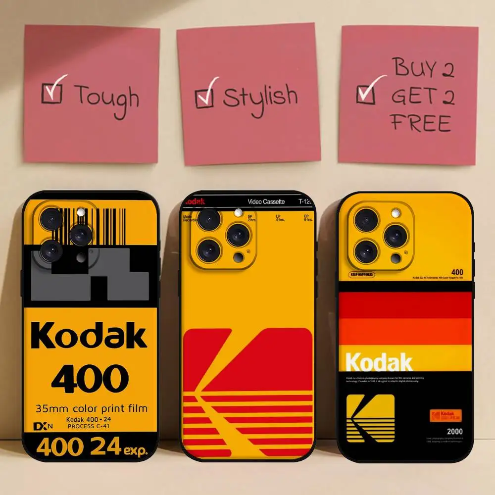 Funda de teléfono k-dodak a la moda para Iphone 16 15 11 13 14 Pro Max 7 8 Plus X Xr Xs Max 12mini funda negra