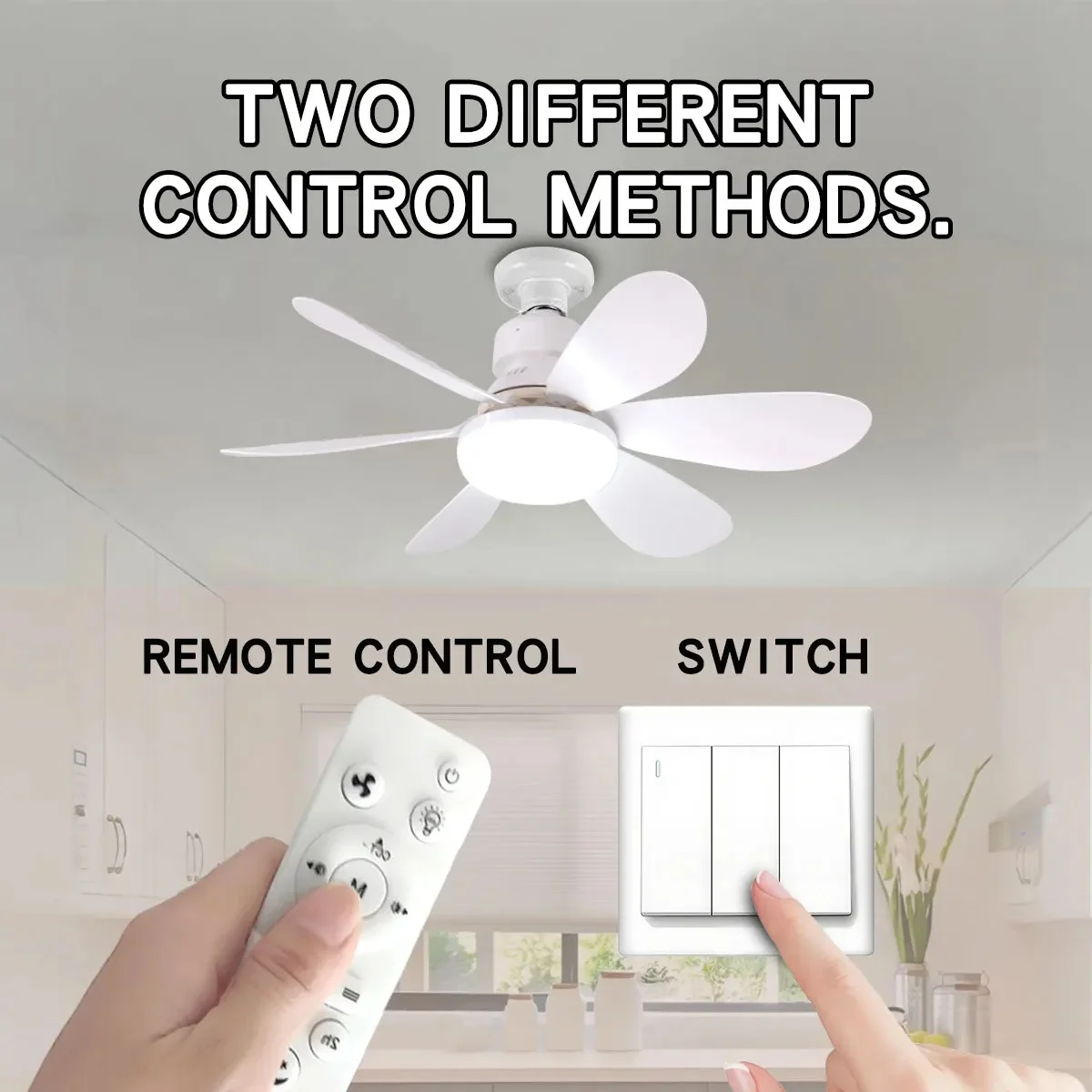 2026 new style E27 Ceiling Fan Light 40W LED Remote 3 Speed Silent 3 Color Dimmable Tool Free Install Home Office Kitchen