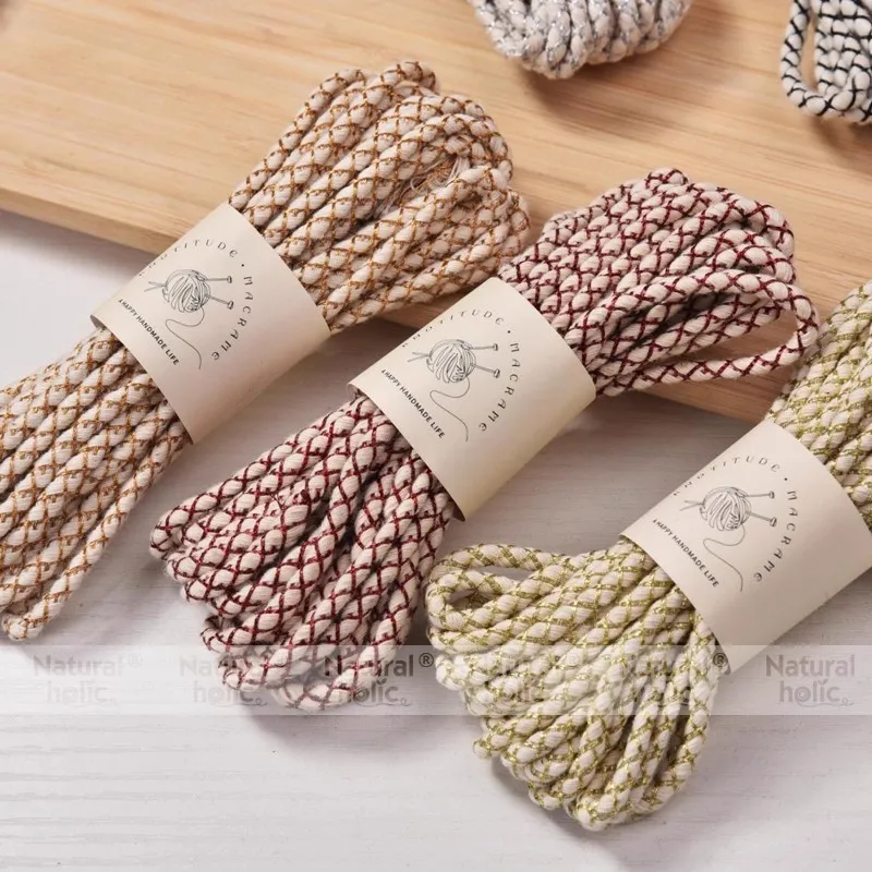 3M a boundle 4mm Macrame Cords  High Quality Cotton macrame rope Golden Gridding Cords for DIY Craft Scrap