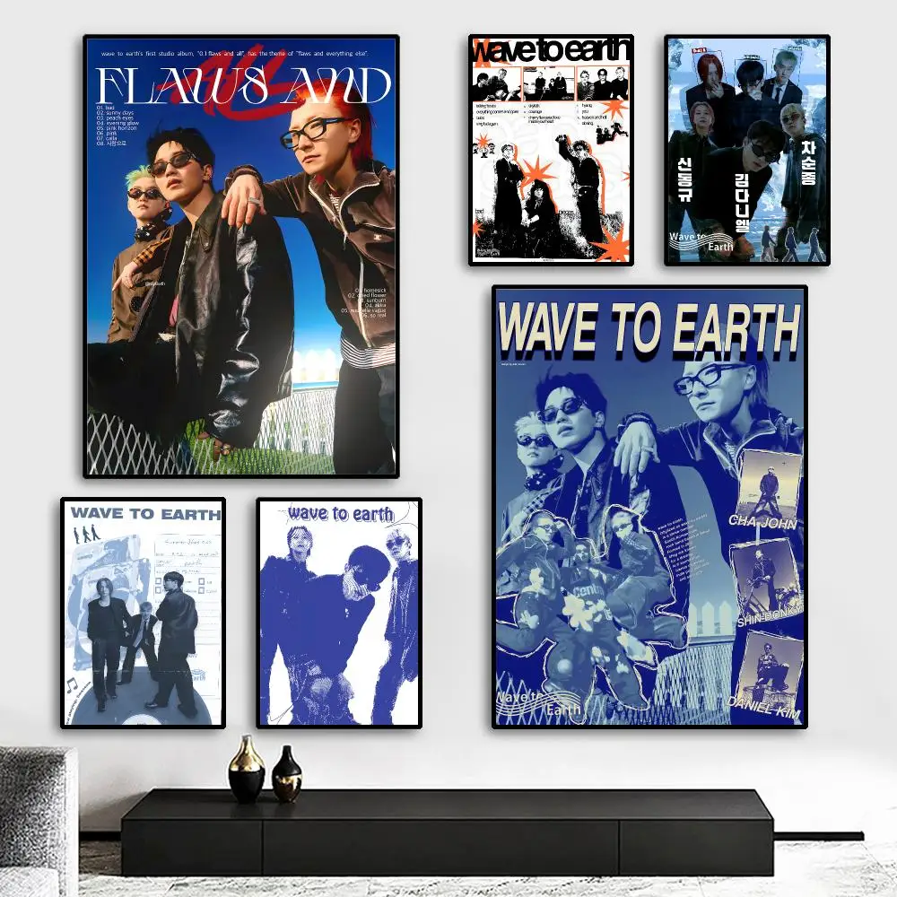 W-Wave To Earth Band Painting Calligraphy HD Canvas Poster living room bedroom bar aesthetic decoration