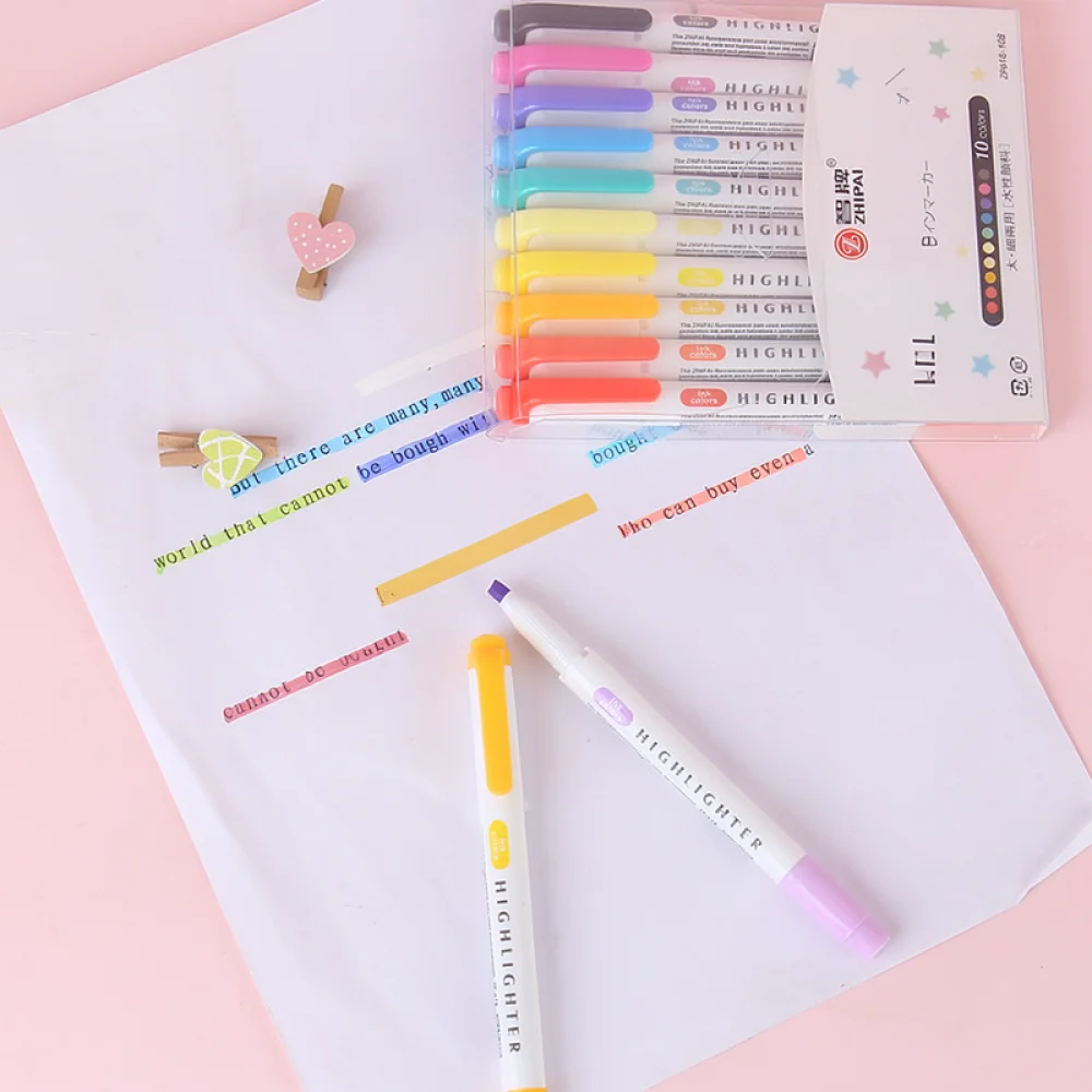 Soft Pastel Highlighter Pens Set Dual Tip Aesthetic Markers For Note Taking Journaling School Office Stationery Study Supplies