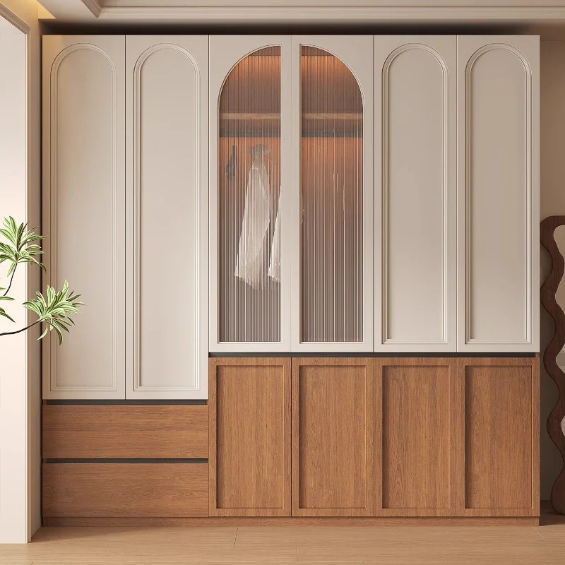 Shelves Storage Wardrobe Solid wood glass Luxury clothes closet Comforter open Cabinet/ Closet Children's Bedroom Furniture