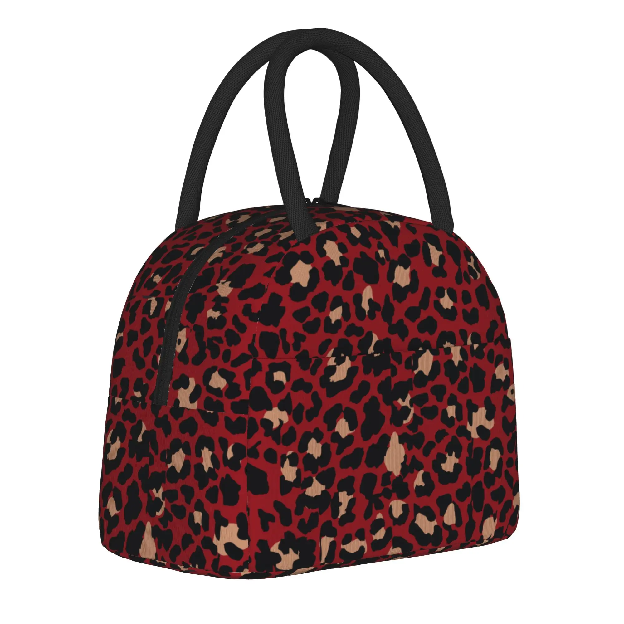 Isolierte Lunchtaschen mit Leopardenmuster, rot, Kühltasche, wiederverwendbar, große Lunchbox für Männer und Frauen, Büro, Outdoor