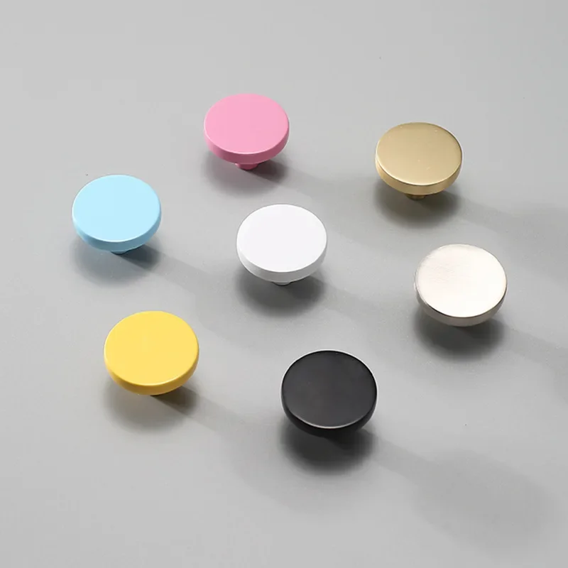 Colorful Zinc Alloy Solid Round Single Hole Closet Drawer Pull Children Solid Knob Hardware Furniture Handle Pull Knob