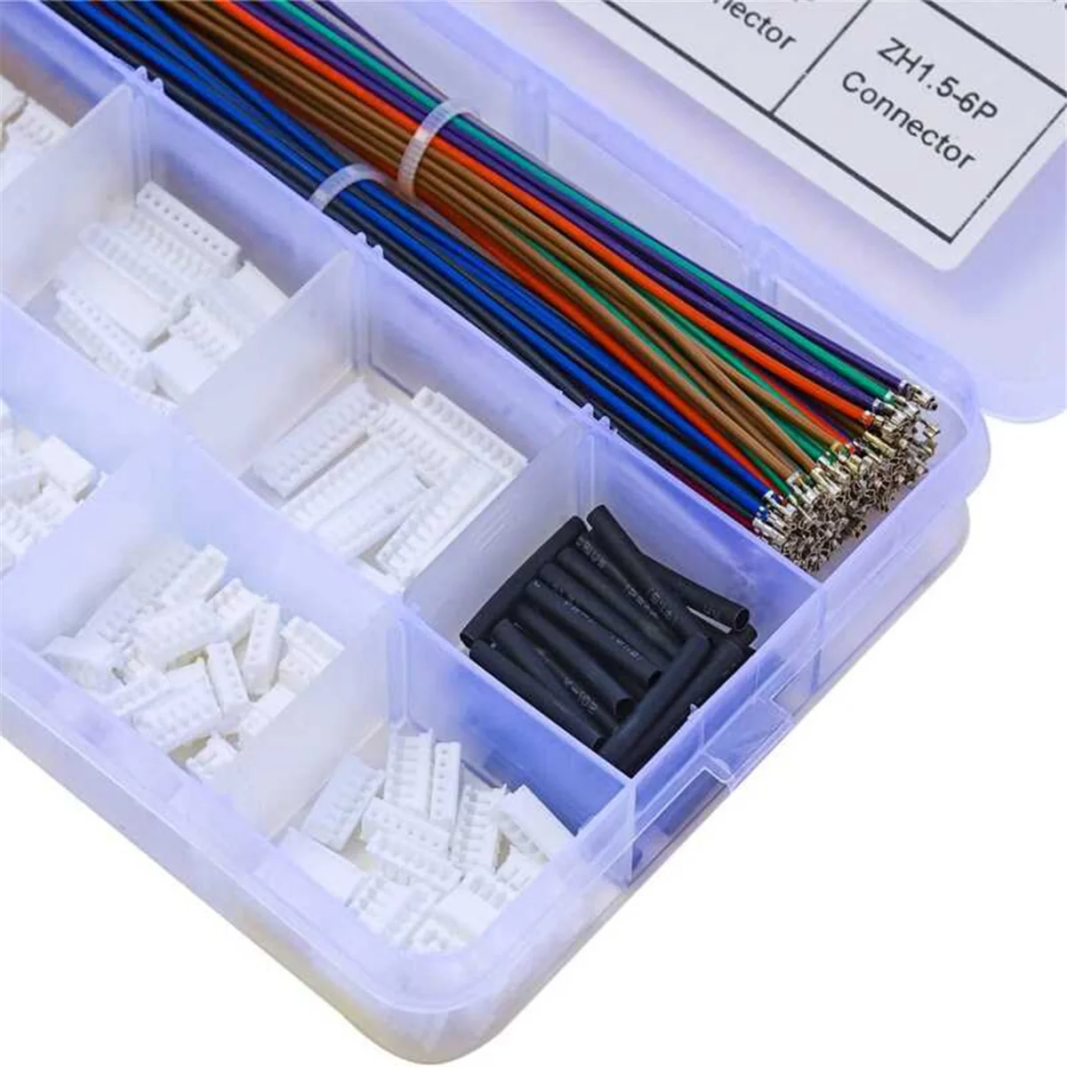 ZH1.5MM طقم مقبس توصيل مع سلك كابل مجعد مسبقًا 2/3/4/5/6/7/8/9/10P موصل لمجموعة إلكترونية ذاتية الصنع