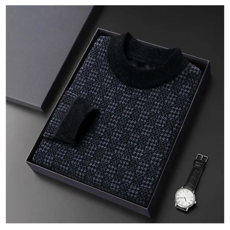 2023 Men's Sweater Fashion Casual Warmth Long Sleeve Underlay Autumn and Winter Knitted Sweater 3 Colors