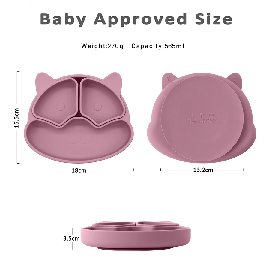 New BPA Free Baby Sucker Silicone Dining Plate Cartoon Children Dishes Plate Toddle Training Tableware Kids Feeding Bowls