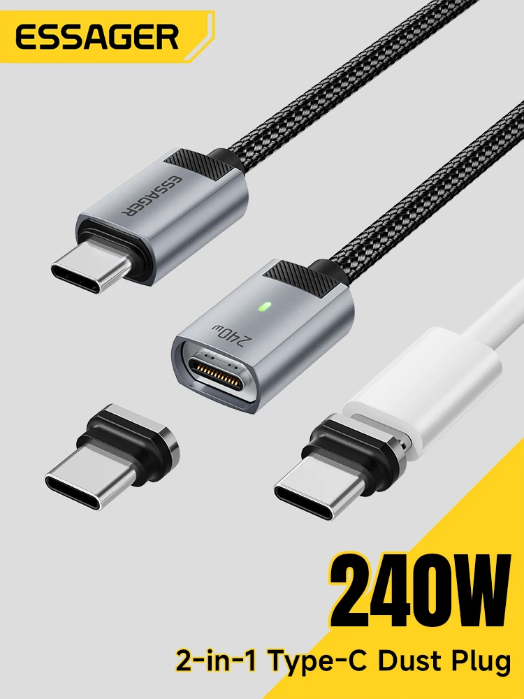 Kabel magnetyczny Essager 240W USB-C do USB-C, szybkie ładowanie PD 5A do iPhone 17 16, Samsung, kabel do ładowania laptopa — zdjęcie produktu 7