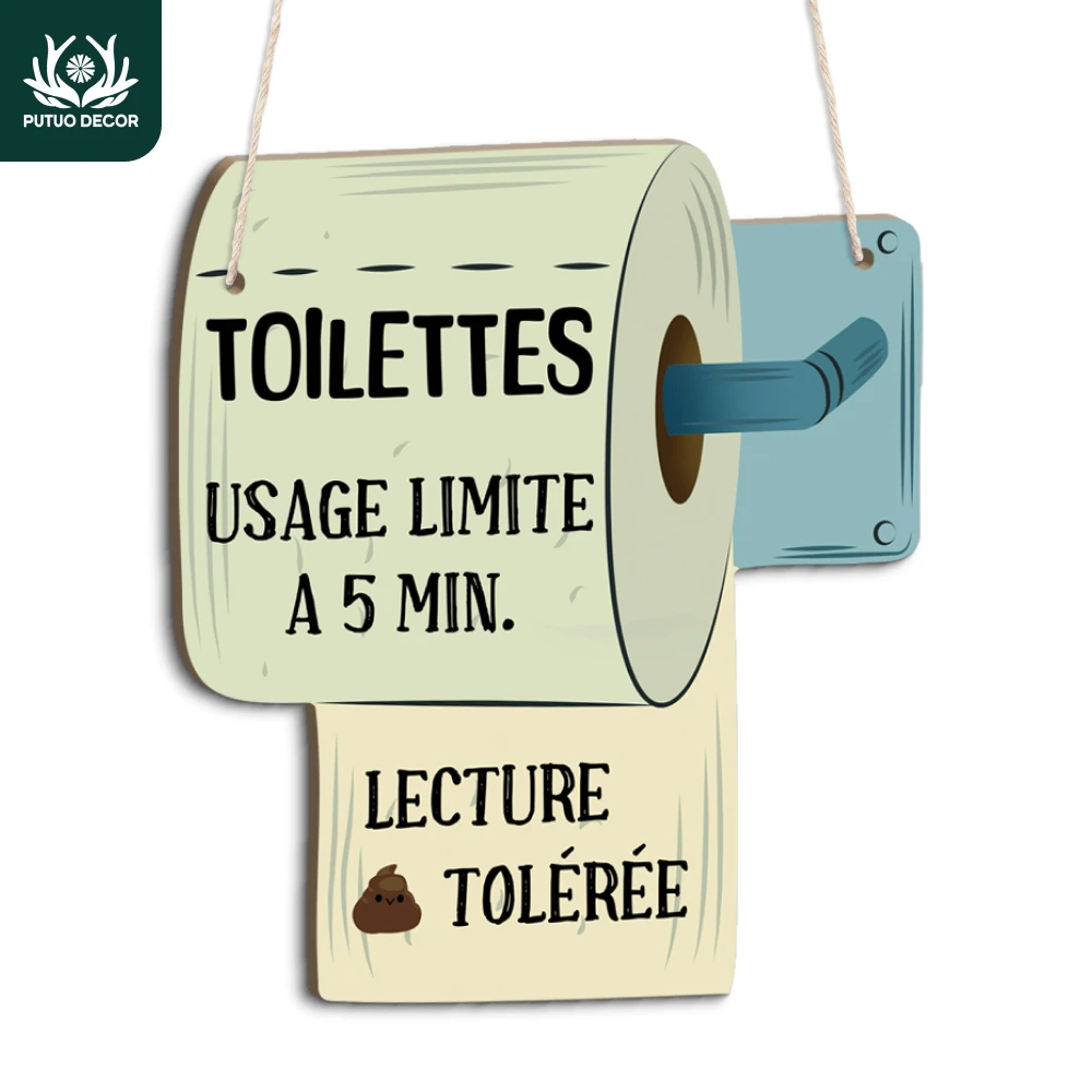 

Putuo Decor 1pc Italian Wooden Hanging Sign Decor, Wall Decoration for Home Farmhouse Toilet Washroom Bathroom Rest Room, Gift