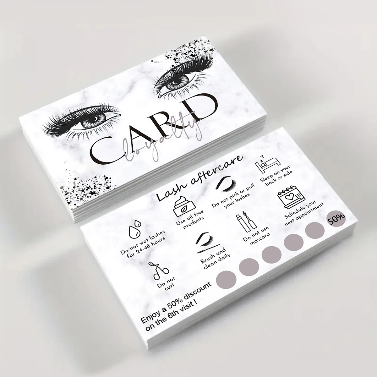 OKAYLASH Marble Eyelash Card Lash Extension Loyalty Card Lash Business Card Discount Card Wholesale Supplier