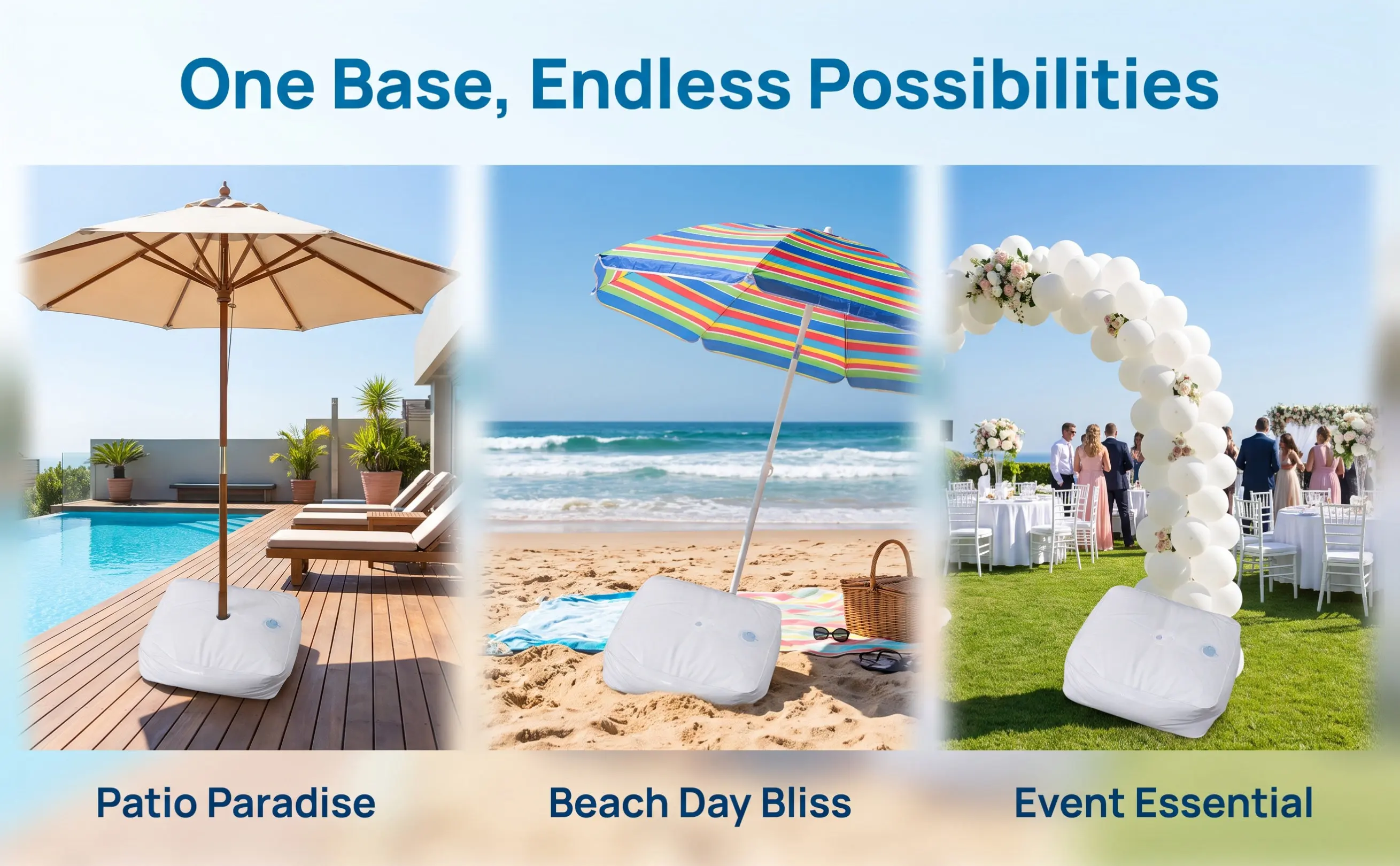 Outdoor Umbrella Weight Water Bag Plastic Water Filling Base Portable Windproof Beach Stand Flag Weight Bag Umbrella Weights