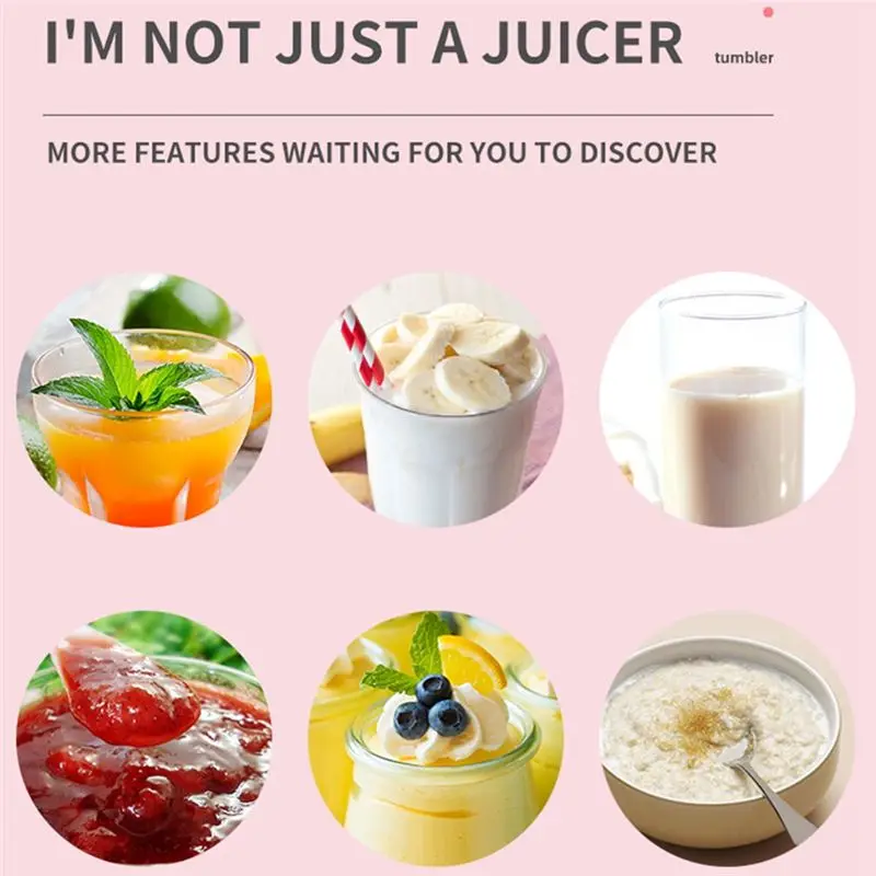 A1294F-Portable Blender Electric USB Mixer Juicer Machine Mini Food Smoothie Handheld Personal Fruit Squeezer Juicer 500ML, B
