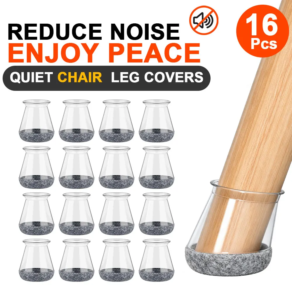 16Pcs Silicone Chair Leg Floor Protectors Hardwood Floor Savers Non-Slip Furniture Leg Caps for Chairs Tables